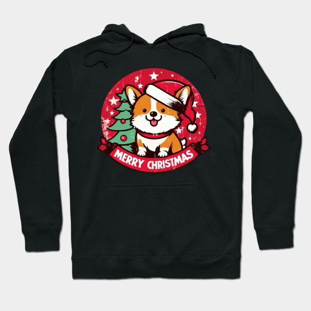 Christmas Corgi Hoodie by TomFrontierArt